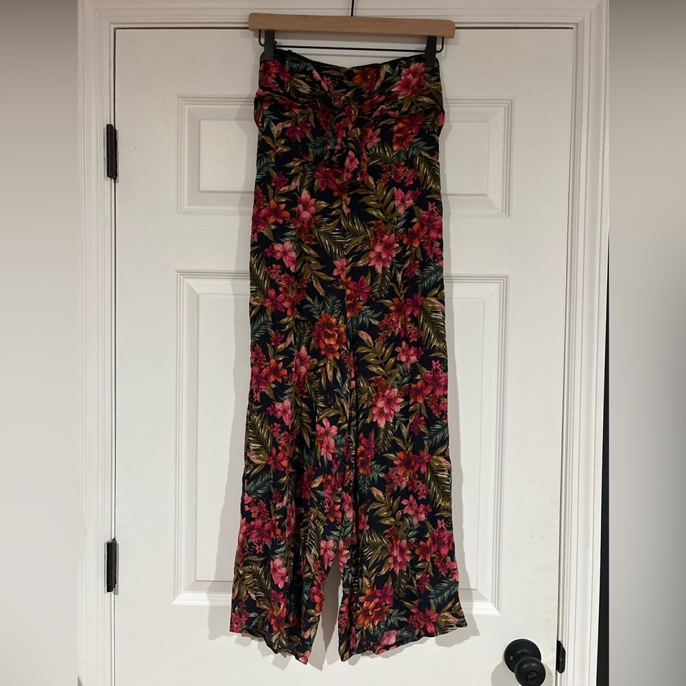 American Eagle Outfitters Black and Pink Floral Jumpsuit
